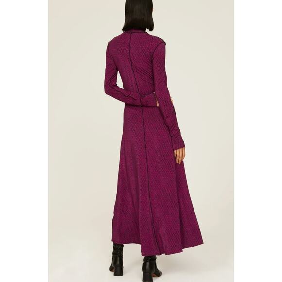 Proenza Schouler Magenta Python Midi Dress SMALL Designer Career Turtleneck $450 - Picture 4 of 10